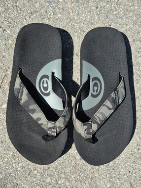 Cobian Black Flip Flops with Gray Camo Straps